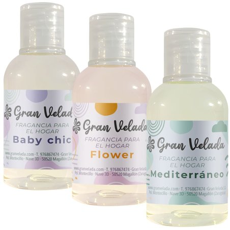 Descubre el pack ahorro fragancias para el hogar en Gran Velada. Incluye baby chic, Mediterráneo y flower. ¡Compra ahora! - Cómo
