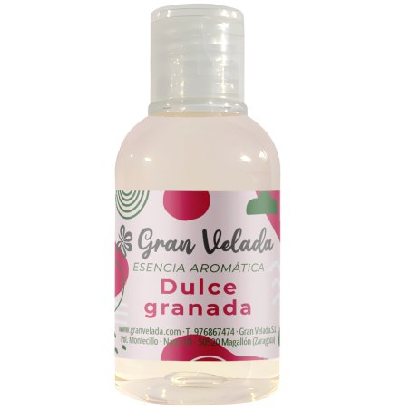 Compra esencia aromática dulce granada en Gran Velada. Notas dulces, afrutadas y cálidas con un fondo empolvado, ideal para jabo