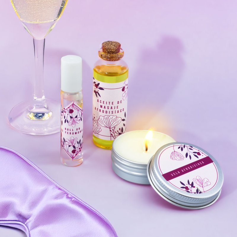 Compra el kit set noche romántica en Gran Velada. Crea una vela, un aceite de masaje y un perfume afrodisíaco. Incluye materiale