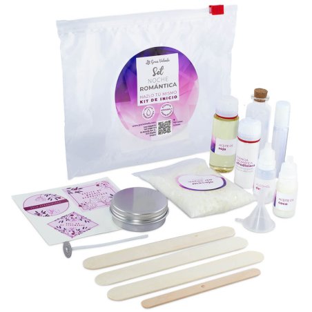 Compra el kit set noche romántica en Gran Velada. Crea una vela, un aceite de masaje y un perfume afrodisíaco. Incluye materiale