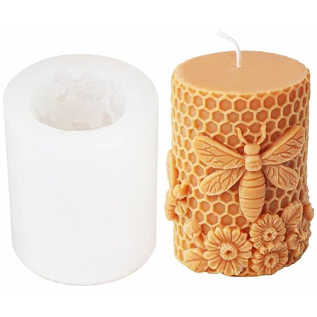 Descubre el molde vela cilíndrica abeja y flores en Gran Velada. Ideal para crear velas decorativas con un toque natural. ¡Compr