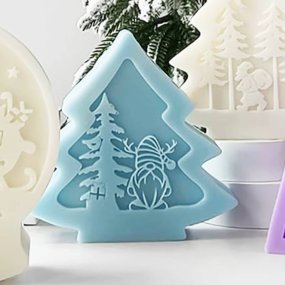Molde arbol 2D con santa en relieve