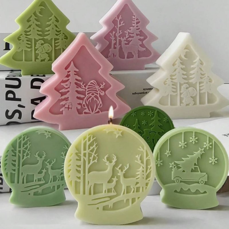 Descubre el molde árbol 2D con Santa en relieve en Gran Velada. Ideal para velas navideñas con detalles únicos. ¡Compra ahora y 