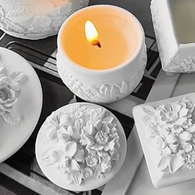Molde joyero floreado con tapa recipiente para velas