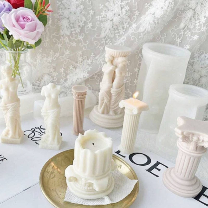 Compra molde columna romana corintia en Gran Velada. De silicona, flexible y reutilizable, ideal para velas decorativas y ambien