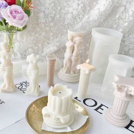 Compra molde columna romana corintia en Gran Velada. De silicona, flexible y reutilizable, ideal para velas decorativas y ambien