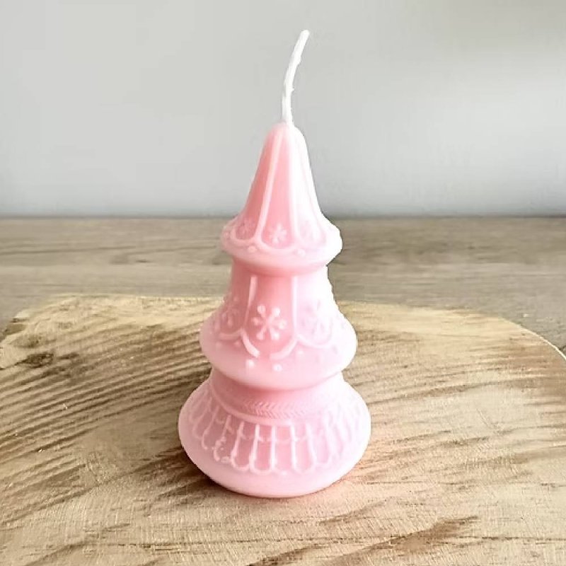 Molde arbolito de Navidad decorado en silicona, ideal para hacer velas y manualidades. Flexible, antiadherente y reutilizable. ¡