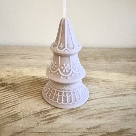 Molde arbolito de Navidad decorado en silicona, ideal para hacer velas y manualidades. Flexible, antiadherente y reutilizable. ¡