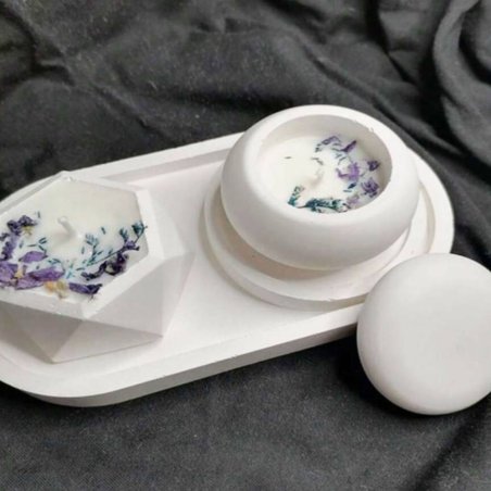 Crea recipientes para velas con el molde sencillo con tapa. Silicona flexible y antiadherente, ideal para cemento, resina, y yes