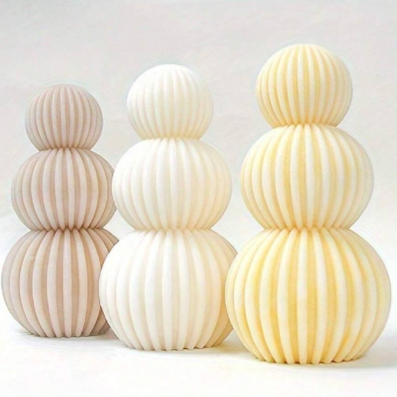Molde para velas de 3 esferas estriadas. Diseño moderno y fácil de desmoldar. Ideal para centros de mesa. ¡Haz tus velas en Gran