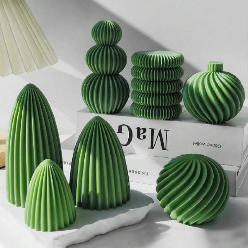 Molde bola estriada de silicona. Crea velas geométricas con diseño moderno y vistoso. Reutilizable y fácil de usar. ¡Solo en Gra