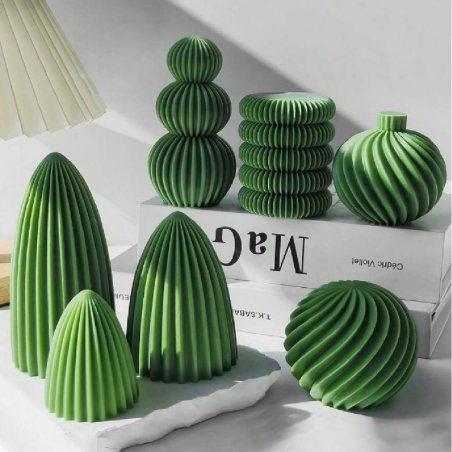 Molde bola estriada de silicona. Crea velas geométricas con diseño moderno y vistoso. Reutilizable y fácil de usar. ¡Solo en Gra