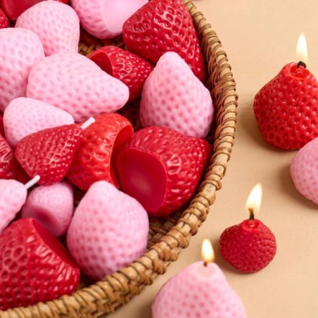 Haz velas o jabones con forma de fresa gracias a este molde en silicona. Realista, flexible y muy fácil de usar. - Cómo hacer Mo