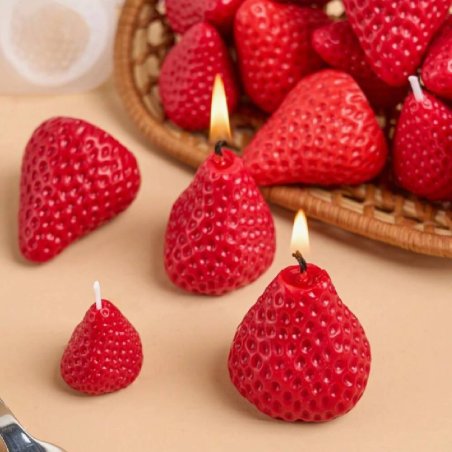 Haz velas o jabones con forma de fresa gracias a este molde en silicona. Realista, flexible y muy fácil de usar. - Cómo hacer Mo