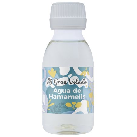 Agua de hamamelis para hacer cosmética, conocida por sus propiedades astringentes y antibacterianas. Ideal para el acné, el coto