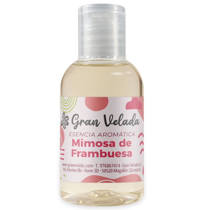 Esencia aromática mimosa de frambuesa. Fragancia frutal y chispeante para perfumes, velas y más. ¡Aromatiza tus creaciones! Comp