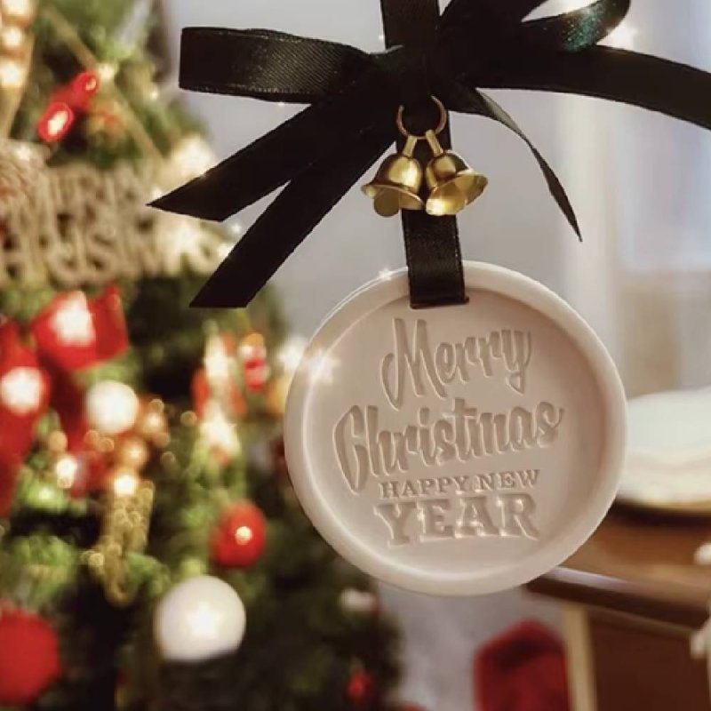 Molde de silicona Merry Christmas para hacer cerámica perfumada y adornos navideños. Flexible, detallado y fácil de desmoldar. ¡