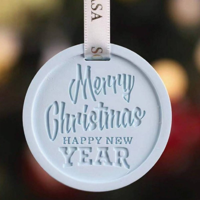 Molde de silicona Merry Christmas para hacer cerámica perfumada y adornos navideños. Flexible, detallado y fácil de desmoldar. ¡