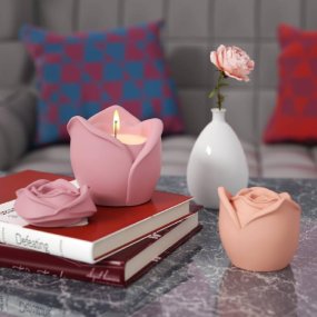 Molde recipiente para velas flor sencilla con tapa