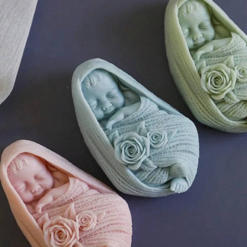 Haz jabones tiernos con el molde bebé acurrucado de Gran Velada. Silicona flexible, gran detalle y fácil desmoldado. Ideal para 