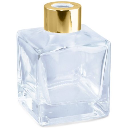 Descubre elegante frasco cuadrado de 120 ml con arandela plateada para mikados en Gran Velada. Envíos rápidos. ¡Haz tu hogar más