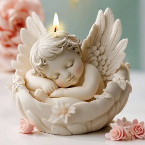 Moule petit ange recroquevillé avec ailes