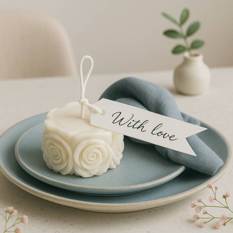 Molde en forma de mini cirio decorado con rosas. Ideal para detalles de boda o velas de regalo. - Cómo hacer Moldes para velas c