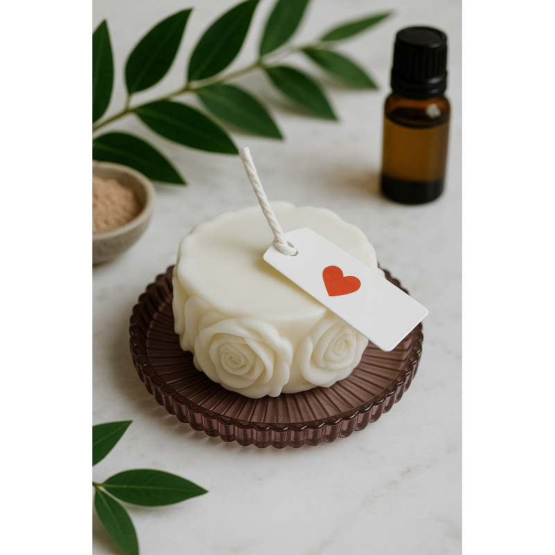 Molde en forma de mini cirio decorado con rosas. Ideal para detalles de boda o velas de regalo. - Cómo hacer Moldes para velas c