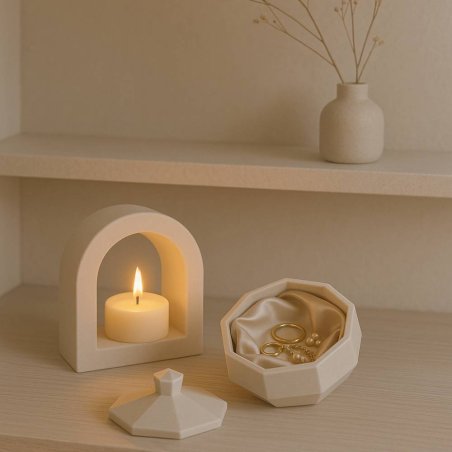 Molde de silicona para recipientes octogonales con tapa. Ideal para hacer velas, joyeros o cajas con estilo geométrico. - Cómo h