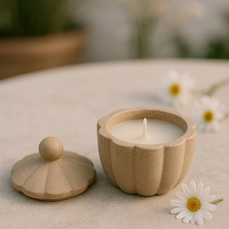 Molde de silicona con tapa en forma de flor. Ideal para cemento, escayola o resina. Perfecto para hacer velas decorativas y joye