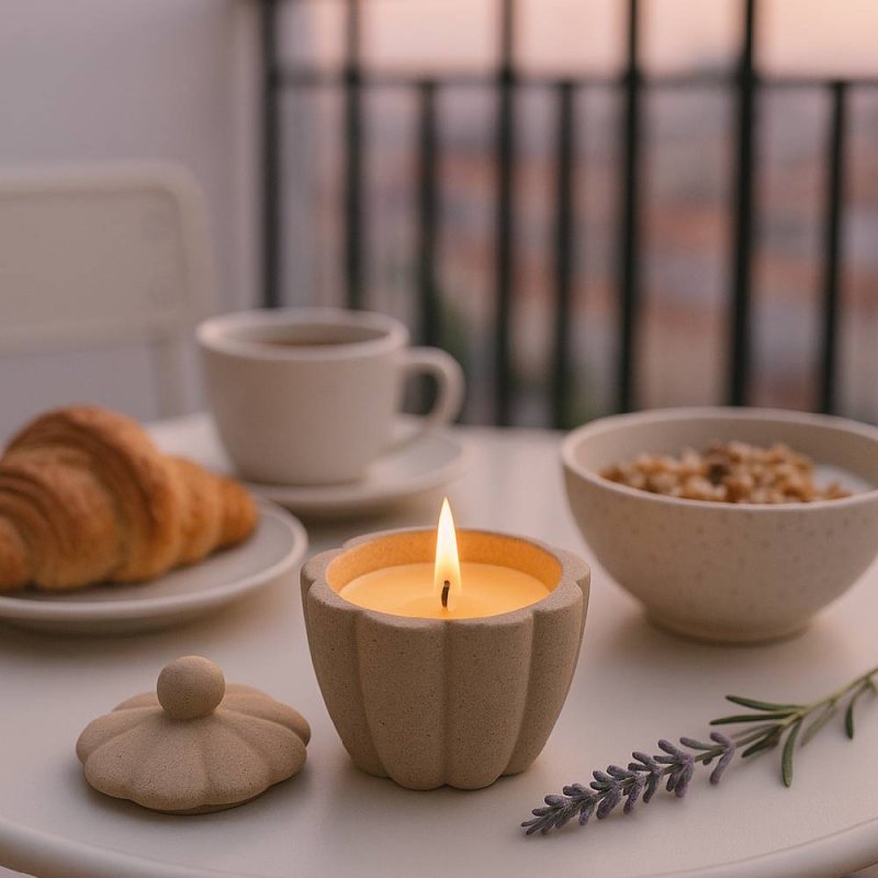 Molde de silicona con tapa en forma de flor. Ideal para cemento, escayola o resina. Perfecto para hacer velas decorativas y joye