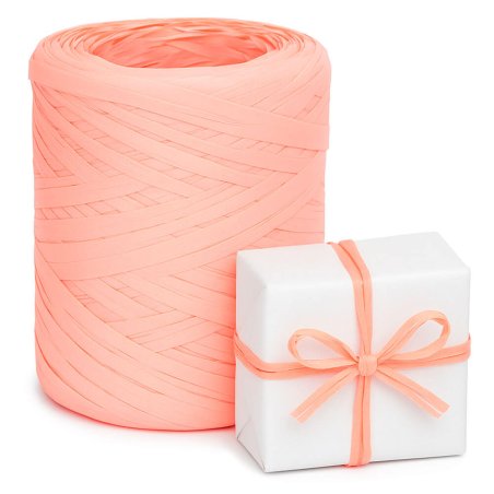 Rollo de cinta de rafia rosa palo, para hacer lazos, decorar regalos, personalizar detalles de invitados. De venta en Gran Velad