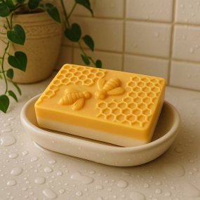 Moule savon rectangulaire ruche avec deux abeilles