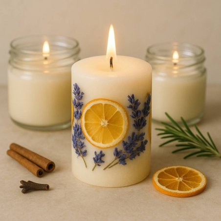 Compra rodajas de naranja deshidratada en Gran Velada, con aroma cítrico y propiedades antioxidantes. Ideal para velas, jabones 
