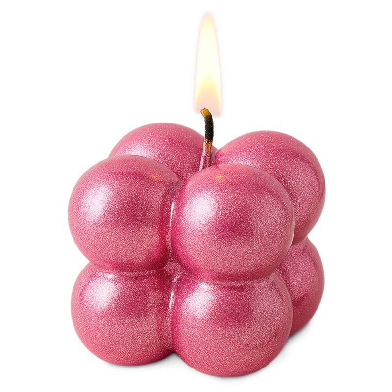 En Gran Velada puedes comprar barniz para velas. Amplio surtido de colores, como este rosa con destellos de purpurina. Facil de 