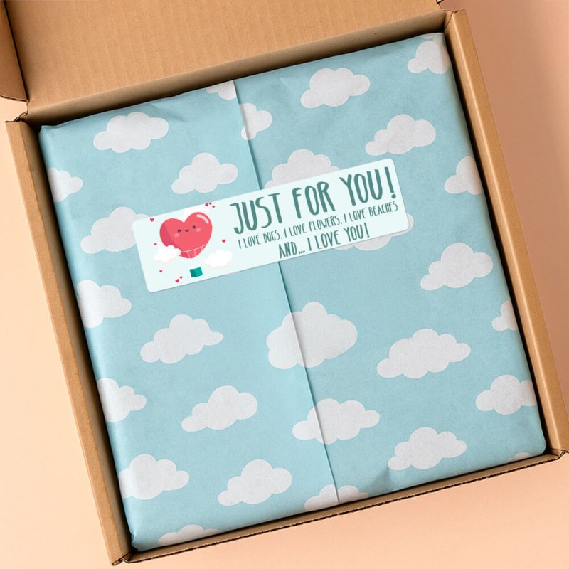 En Gran Velada puedes comprar pegatinas para packaging, como este modelo just for you. Amplia variedad. Venta por mayor y menor.