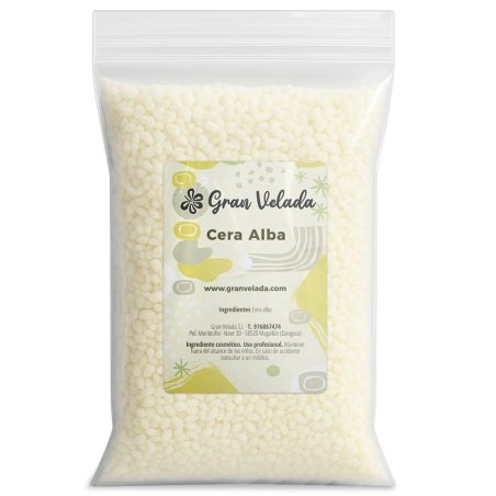 Cera alba pura utilizada como emulsionante natural para dar consistencia a los cosméticos, es un buen emoliente que hidrata y pr