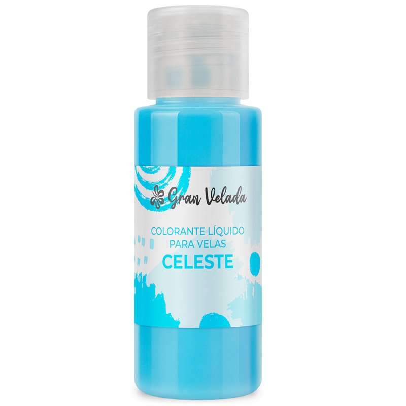 En Gran Velada puedes comprar colorantes líquidos para velas, como este color celeste. Amplia paleta de colores. ¡Concentrado! E