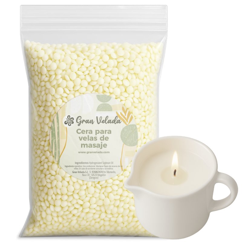Explora la innovadora cera vegetal de Gran Velada para crear velas de masaje únicas. Fácil de personalizar y perfecta para proye