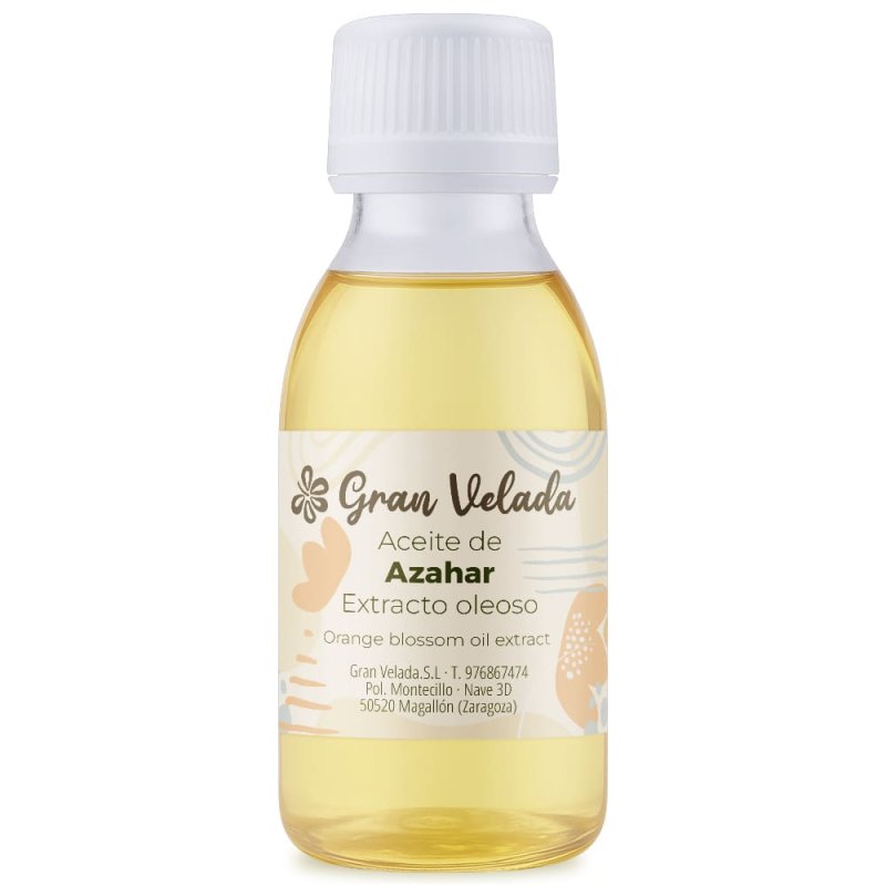 Aceite de azahar. Extracto oleoso emoliente y aromático con toque floral, ideal para cremas, sérums, bálsamos y aceites de masaj