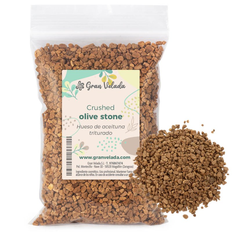 Hueso aceituna u oliva triturado 100% vegetal y biodegradable. Ideal para jabones, velas decorativas y proyectos DIY sostenibles