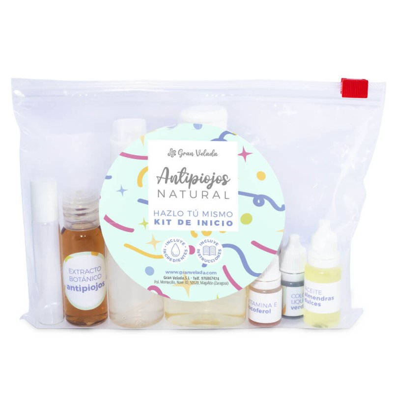 Set para hacer antipiojos natural. Incluye ingredientes y envases para champú, loción y roll-on. ¡Hazlo en casa con Gran Velada!