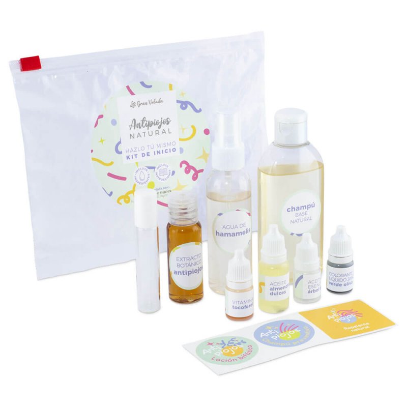 Set para hacer antipiojos natural. Incluye ingredientes y envases para champú, loción y roll-on. ¡Hazlo en casa con Gran Velada!