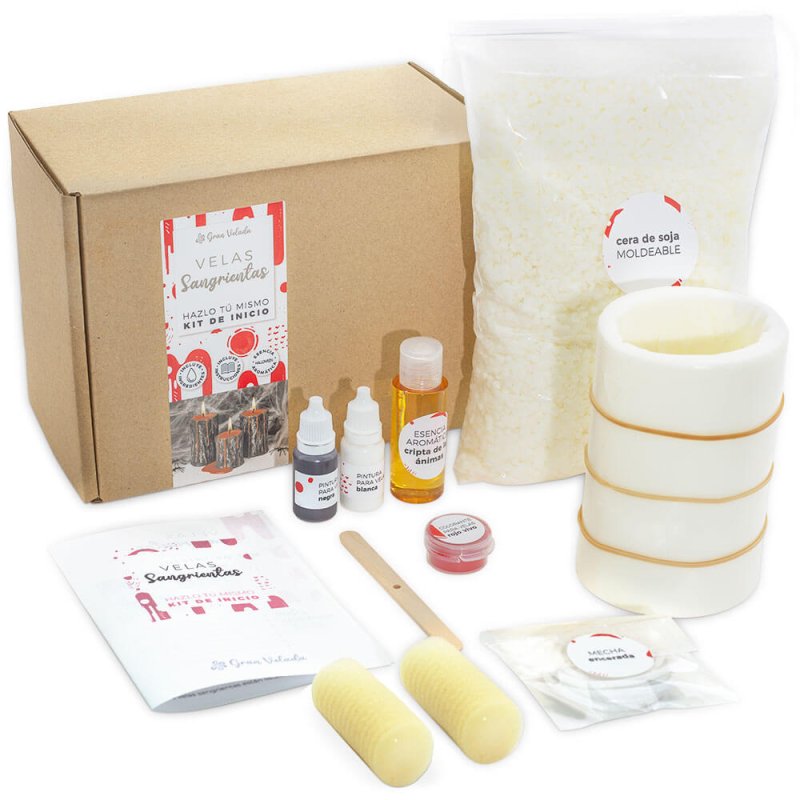 Descubre Kit como hacer velas sangrientas en Gran Velada. Incluye materiales e instrucciones para un Halloween creativo y espelu