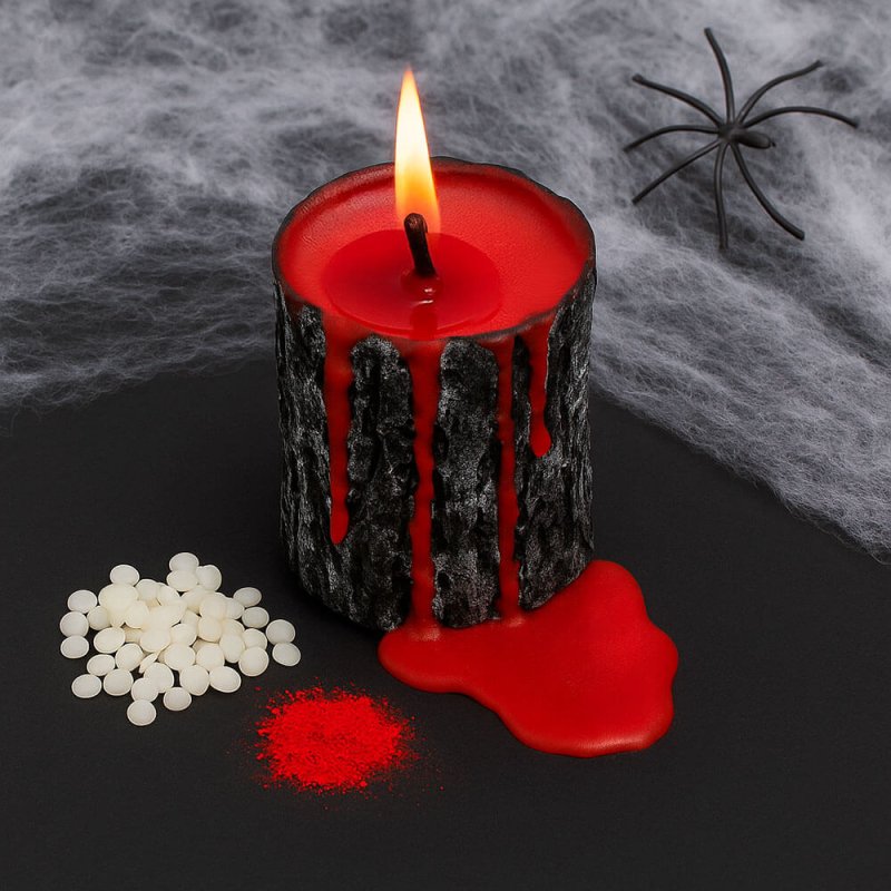 Descubre Kit como hacer velas sangrientas en Gran Velada. Incluye materiales e instrucciones para un Halloween creativo y espelu