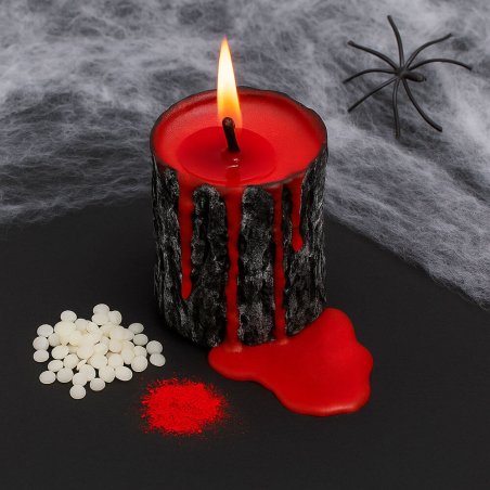Descubre Kit como hacer velas sangrientas en Gran Velada. Incluye materiales e instrucciones para un Halloween creativo y espelu