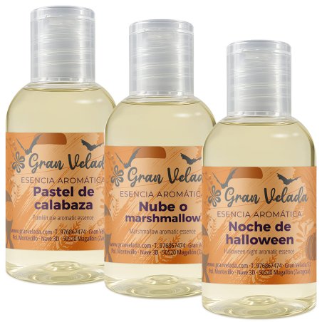 Compra pack ahorro esencias halloween en Gran Velada. Incluye tres fragancias para jabones, velas y cosméticos DIY. ¡Perfecto pa