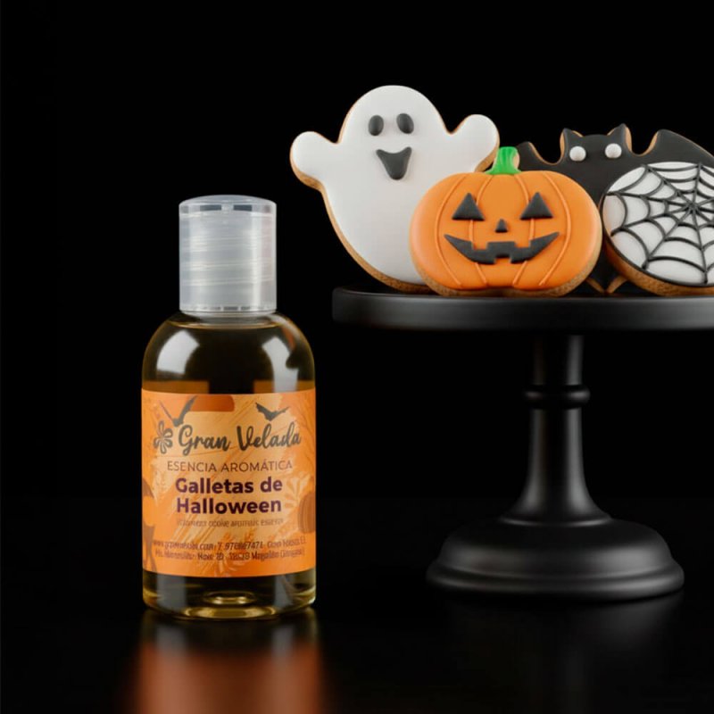 Descubre esencia aromática galletas de halloween en Gran Velada. Aroma cálido de calabaza y canela, perfecto para velas y cosmét