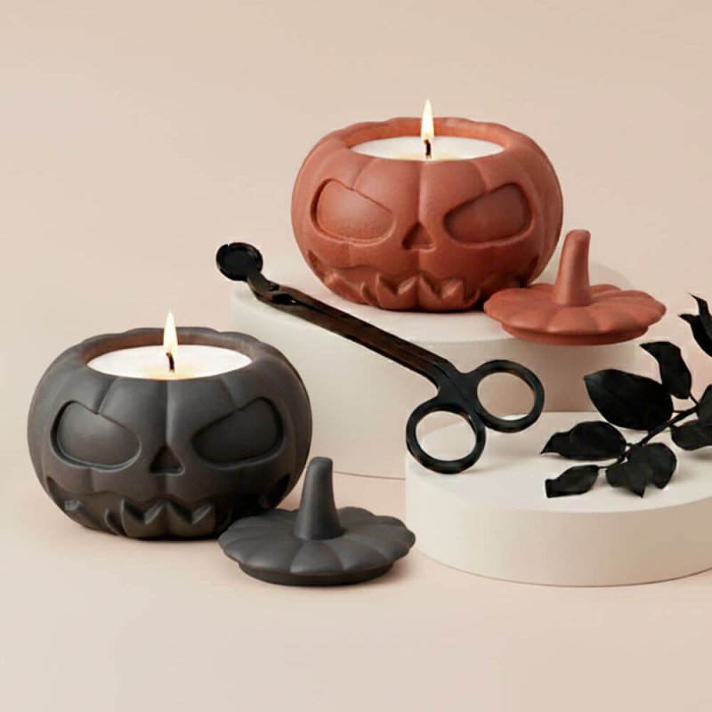 Kit como hacer portavelas de calabaza para Halloween. Crea y perfuma 2 portavelas DIY con esencia temática. ¡Todo incluido en Gr