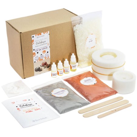 Kit como hacer portavelas de calabaza para Halloween. Crea y perfuma 2 portavelas DIY con esencia temática. ¡Todo incluido en Gr